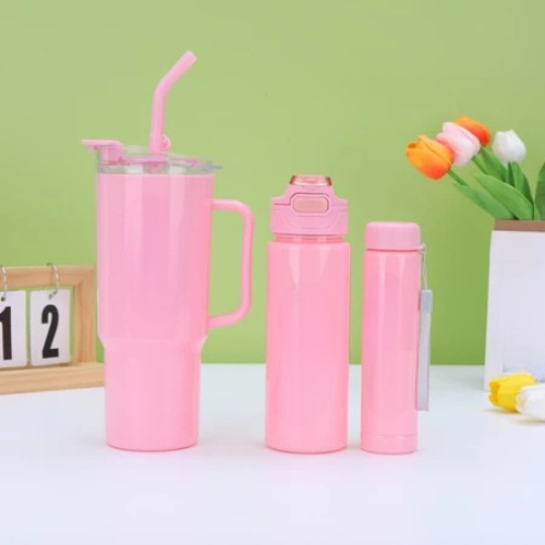Kit 3 Garrafas - Copo Tendência Agua Squeeze Com Adesivos Lembretes beber Agua