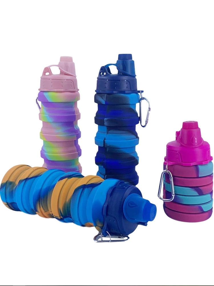 Garrafa Silicone Retrátil Dobrável Portátil De 250ml A 500ml
